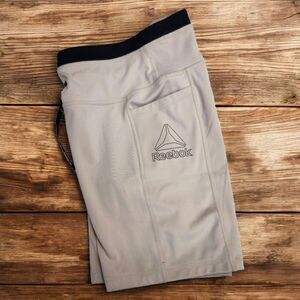Reebok Dynamic Highrise Bike Shorts Womens Small Drawcord Beige Athleticwear